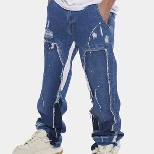 ג'ינס ארוך קרעים 'פרימיום' BLUE AND WHITE
