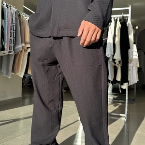 מכנס אלגנט ארוך ריב 'סיגל' BLACK