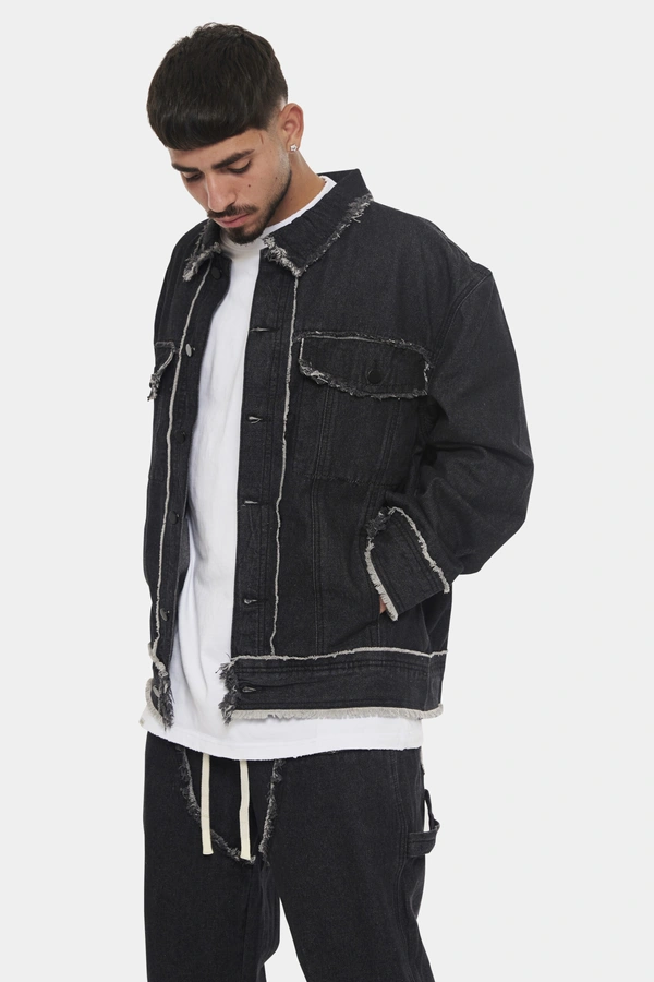 ג'קט ג'ינס אוברסייז POCKET BLACK