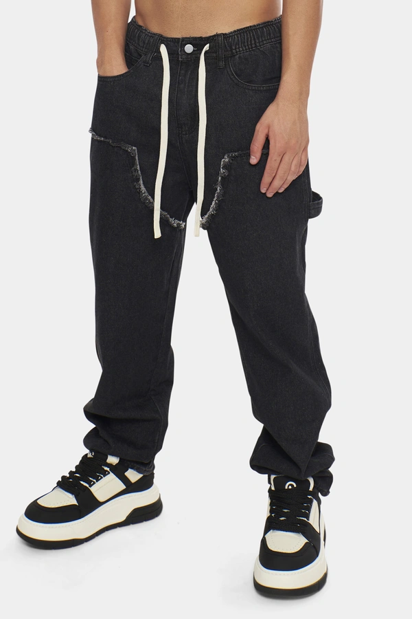 ג'ינס אוברסייז ארוך POCKET BLACK