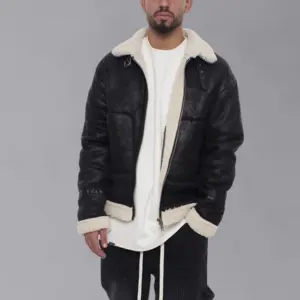 מעיל דמוי עור הפוך STYLE BLACK
