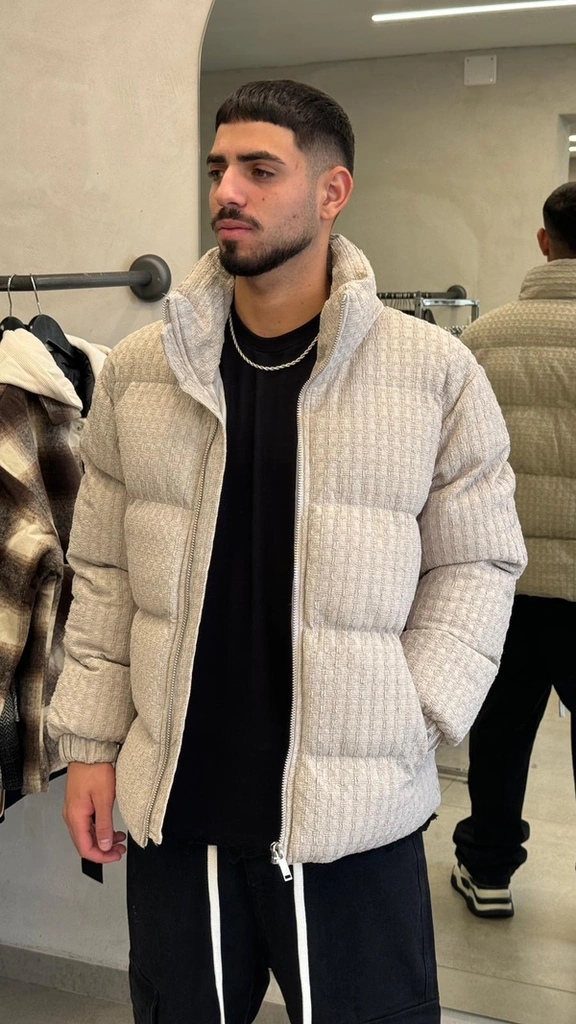 מעיל פוף בטנה כפולה HERMES BEIGE