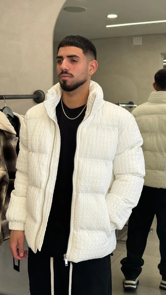 מעיל פוף בטנה כפולה HERMES WHITE