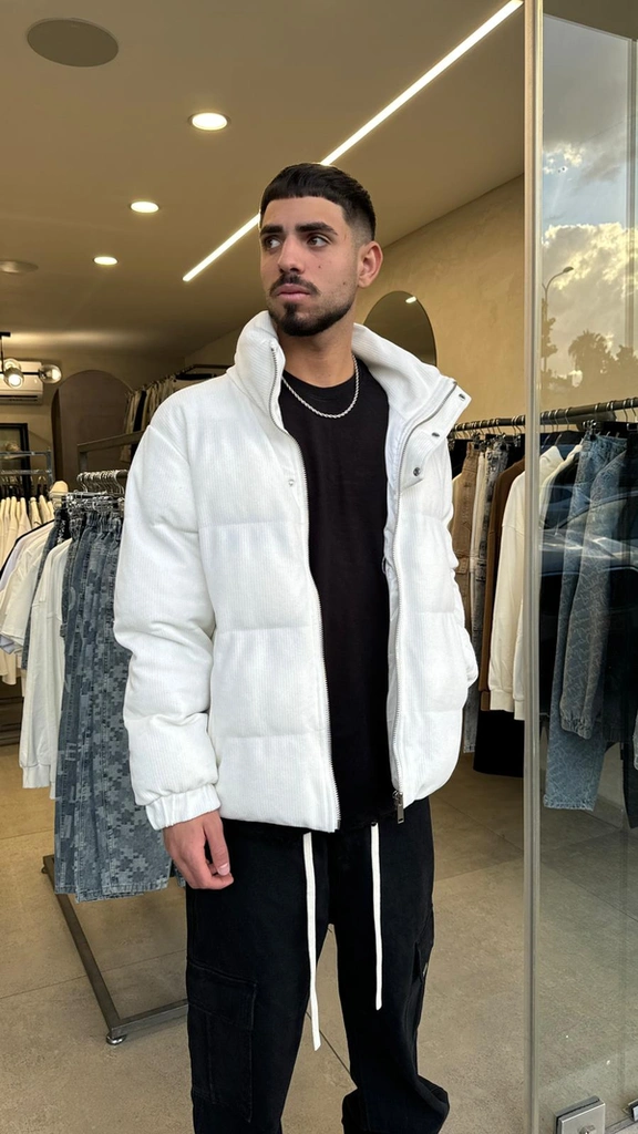 מעיל פוף עבה ZIPER WHITE